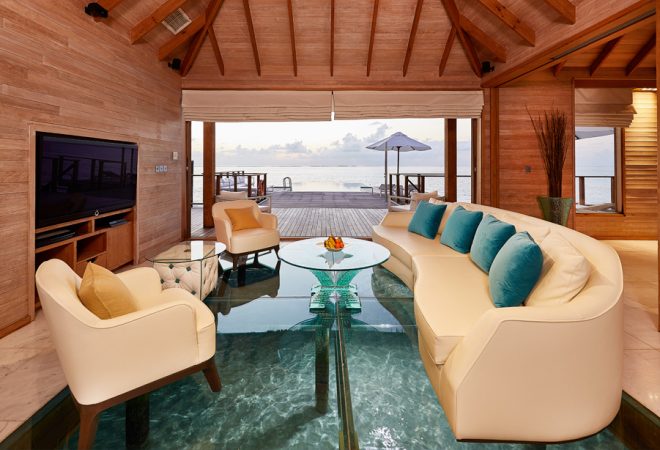 Sunset Water Villa living room