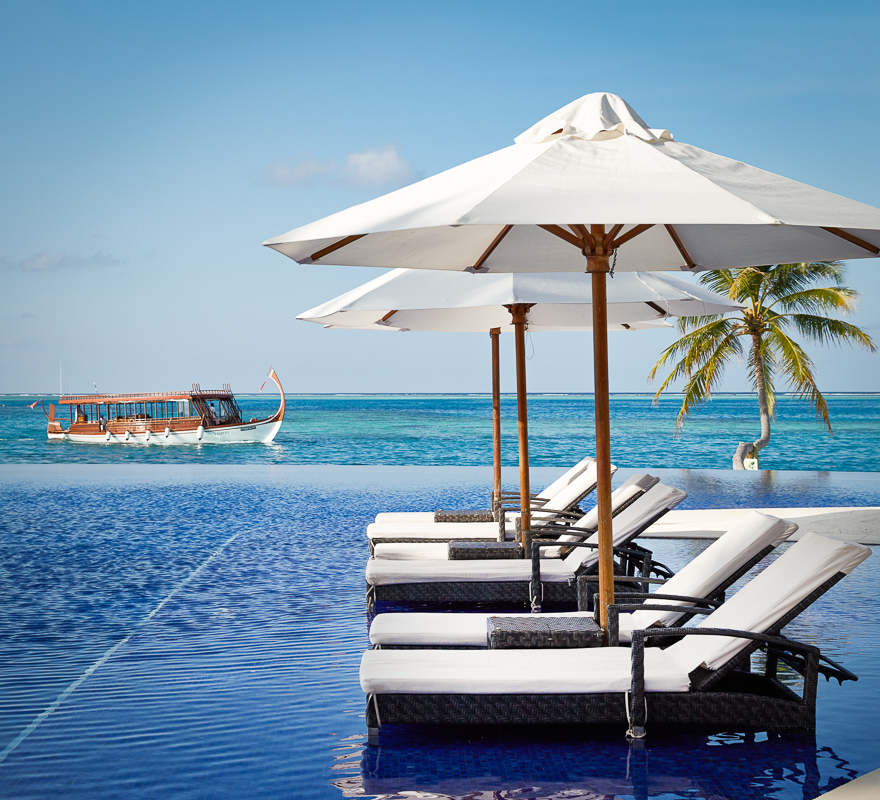 Conrad Maldives Rangali Island pool finolhu island main pool sub beds dhoni boat