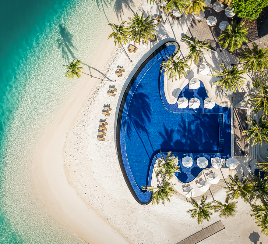 Conrad Maldives Rangali Island Aerial drone pool finolhu island main pool