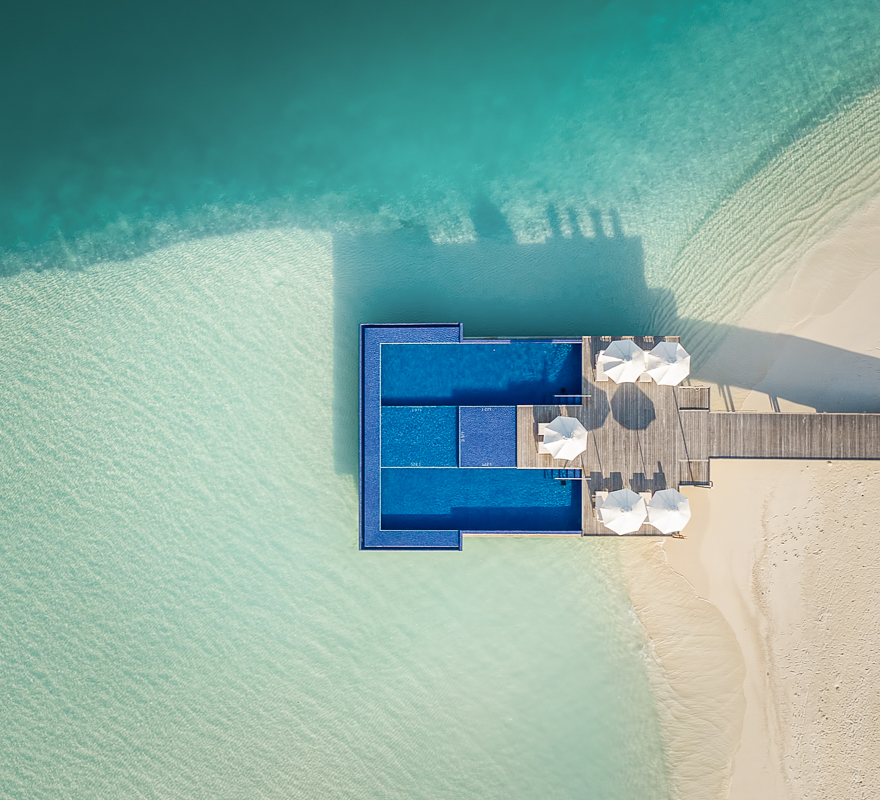 Conrad Maldives Rangali Island Quiet zone aerial drone infinity pool