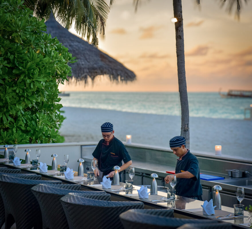 Conrad Maldives Rangali Island Koko Grill dining by the beach serenity