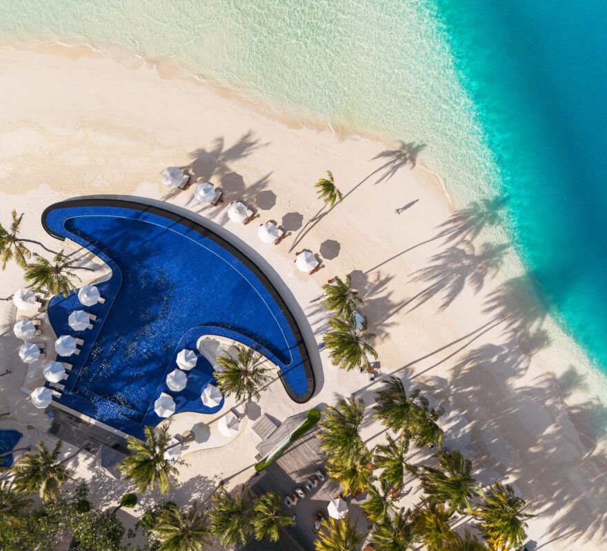 Conrad Maldives Rangali Island Main Pool Aerial